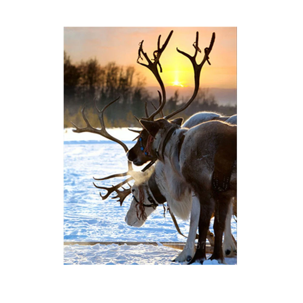 

Diamant Diy Diamond Painting Cross Stitch Two Reindeer On The Snow Needlework Diamond Embroidery Full Diamond Decorative Sticker