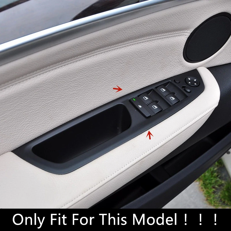باب السيارة مسند الذراع زخارف اللوحات الشارات لسيارات BMW X5 E70 X6 E71 2008-2014 LHD زجاج النافذة المقاوم للصدأ رفع أزرار الكسوة