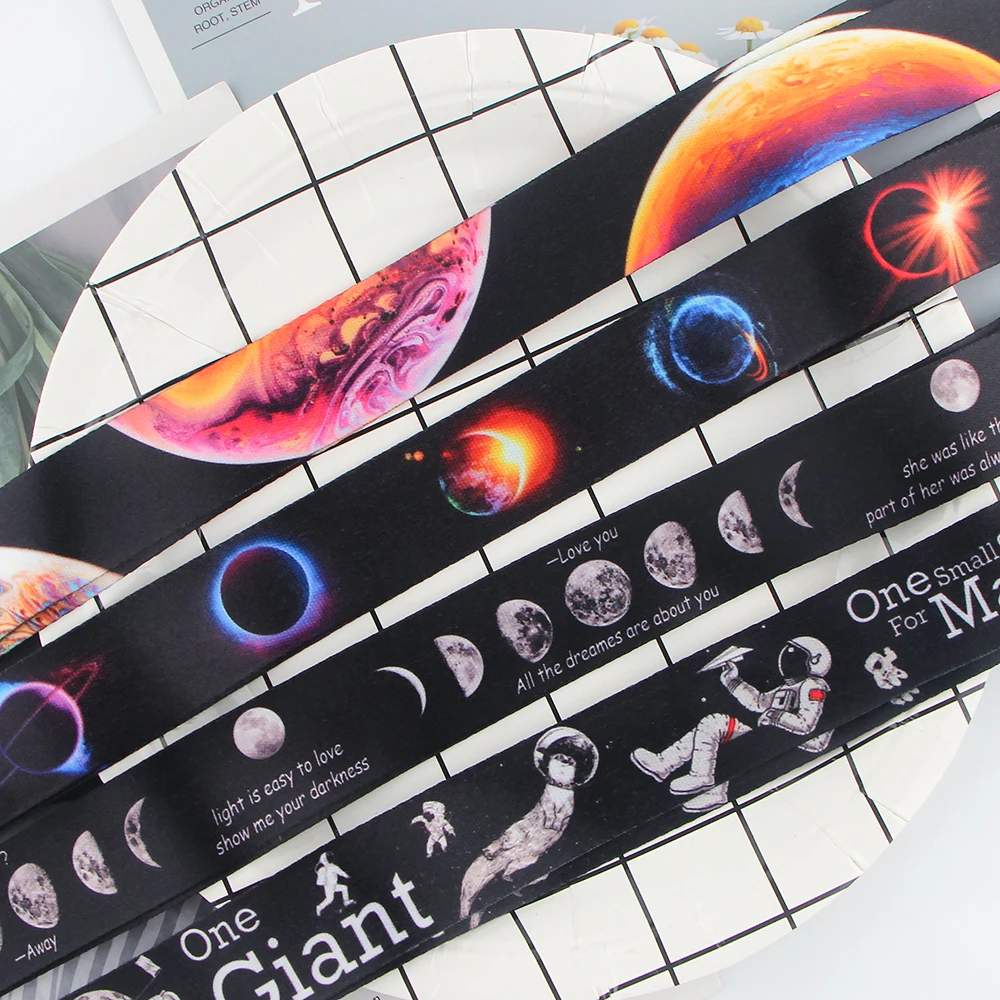 LX411 Universe Planets Moon Stars Astronaut Lanyard Neck Strap Rope USB Mobile Cell Phone ID Card Badge Holder Keychain Keyring