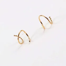 Double faux piercing spiral hoop earring for women stainless steel small beaded earring minimalist french style fashion 2021