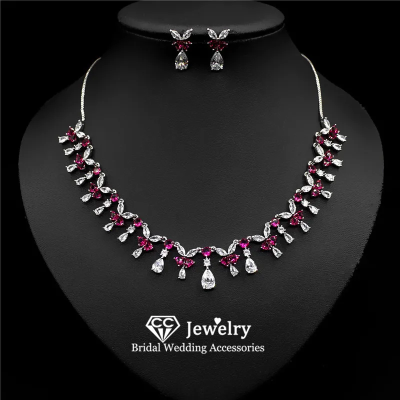 

CC ожерелье и серьги комплект для женщин свадебные аксессуары свадебное платье помолвка Bijoux 100% комплекты ювелирных изделий ручной работы ювелирные изделия HL059