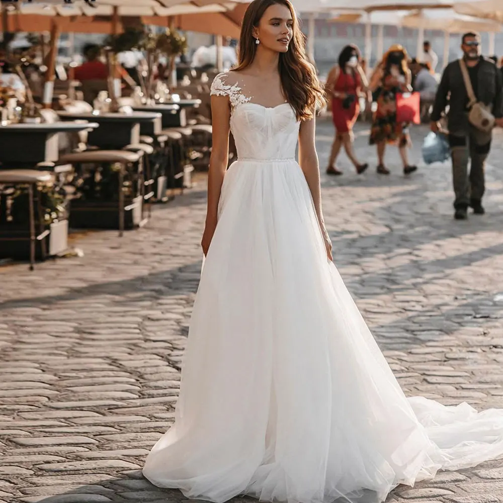 Robe De mariée Vintage en dentelle, style Boho, manches cape, taille perlée, bon marché