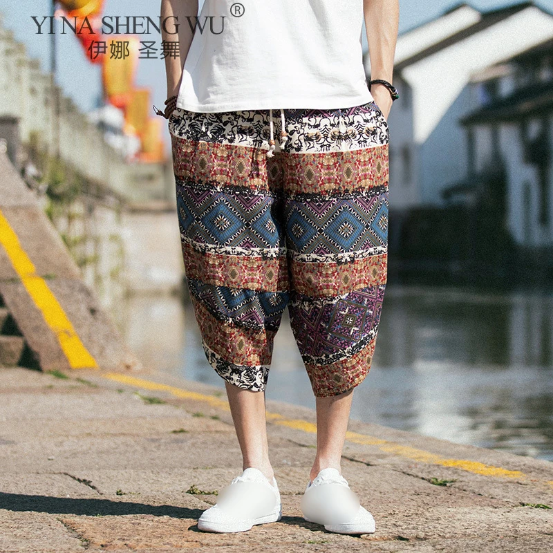 Japanischen Stil Hosen Neue Asiatische Kleidung Japan Kimono Vintage Kalb-Länge Männlich Fashion Hip Hop Plus Größe Lose Streetwear hosen