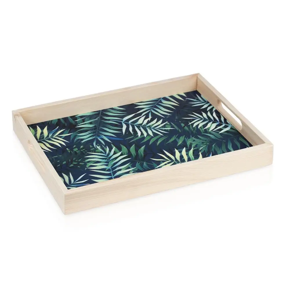 DOLBOVI Leaf Decorated Wooden Framed Presentation tray 39,5x30 Cm tray поднос plateau de service