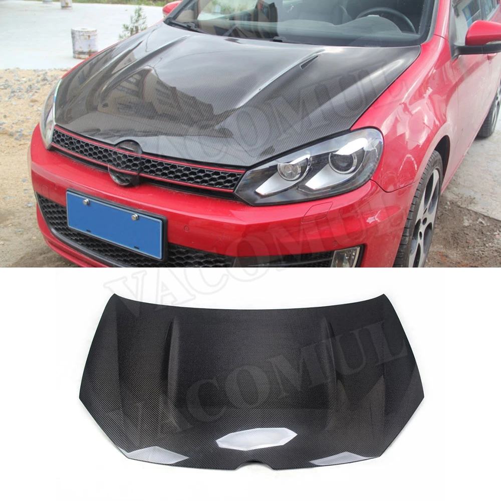 

Carbon Fiber Front Engine Hood Air Vent Cover for Volkswagen VW Golf 6 VI MK6 GTI R20 2010-2013 FRP Bonnet Cap Car Styling