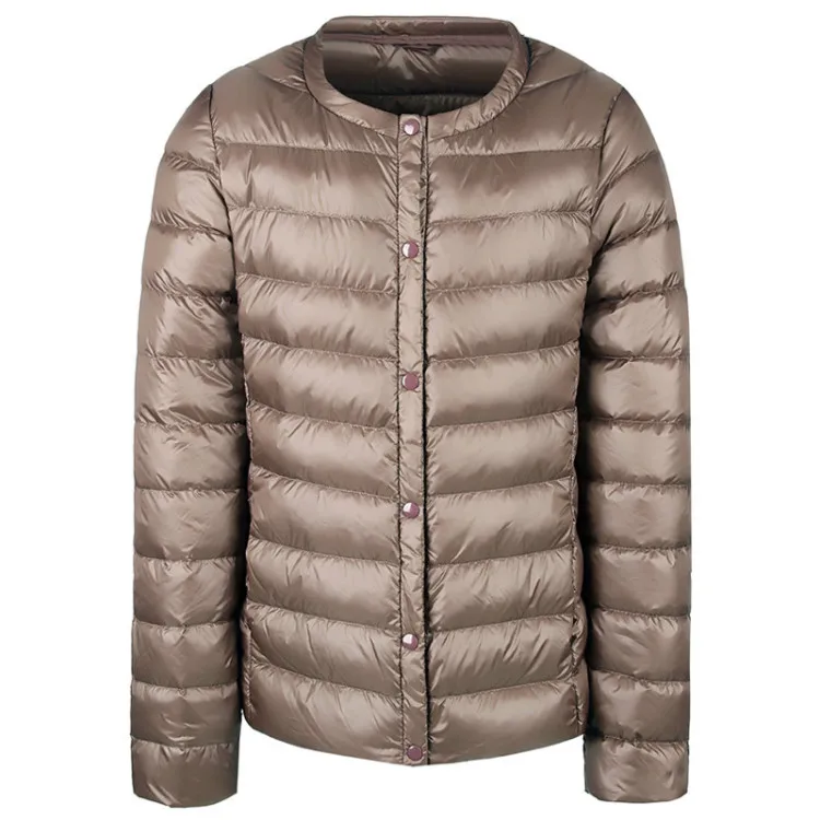 Brand Ultra Light Down Jacket Women Collarless Coat With Zipper Feather Outwear Jacket Women Slim Female Windbreaker