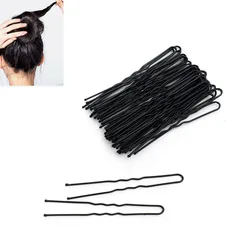 Épingle à cheveux en forme de U pour chignon, pinces à cheveux simples, pinces à cheveux en métal noir, cordon de barrette, pince de salon, accessoires à la mode, 50 pièces