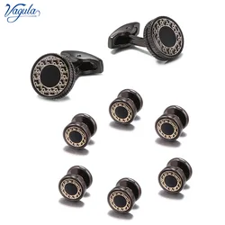 VAGULA Black Cufflink Stud 8 Pcs Set Bonito Gemelos Tuxedo Collar Stud S20