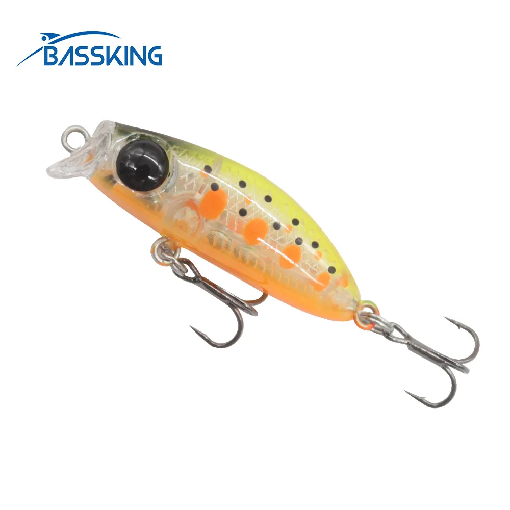 BASSKING Mini Minnow Fishing Lure Wobblers 4cm 2.8g Slowly Sinking Trout Artificial Hard Bait Bass Crankbait Carp Fishing Tackle