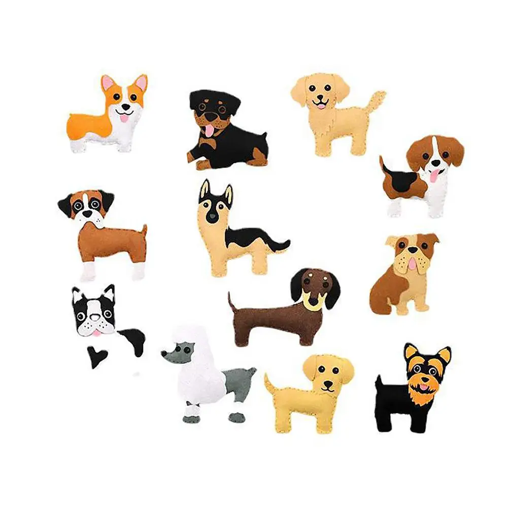 Starter Sew Set For Kids 12 Pcs Felt Dogs Animal Sewing Craft Kit With Instructions And Sewing Supplies For Kids 4-6