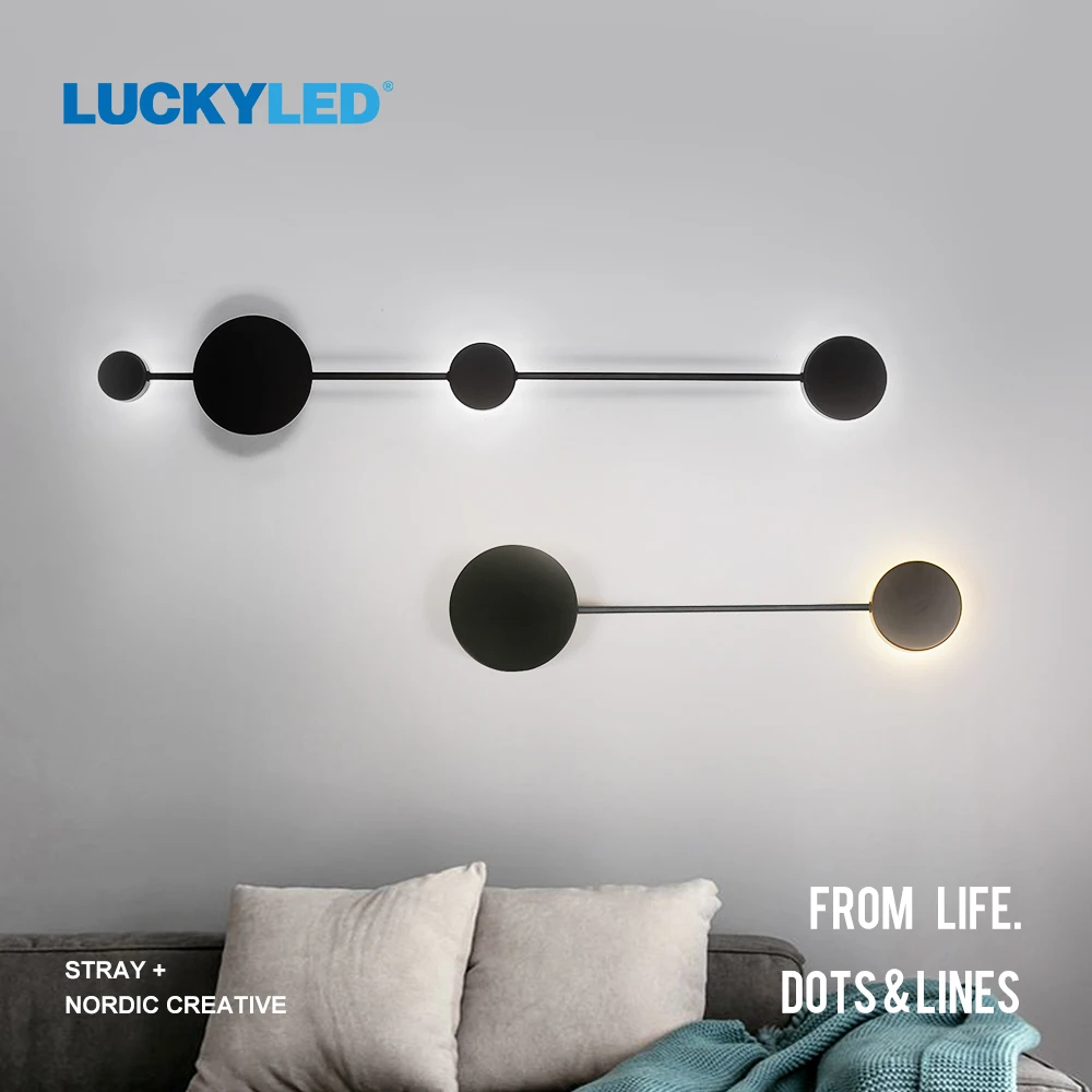 LUCKYLED Wall light Fixture Nordic Minimalist Simple Line wall led lights  With 3 Color  Dimmable Decoration for Bedroom Living