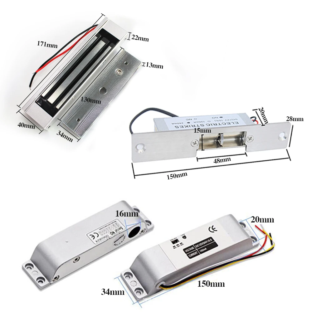 Imagem -05 - Kit de Sistema de Controle de Acesso Rfid Teclado de Metal Autônomo Fechadura Eletrônica Alimentação de Acesso Botão de Saída Dc12v com 125khz id Keyfobs