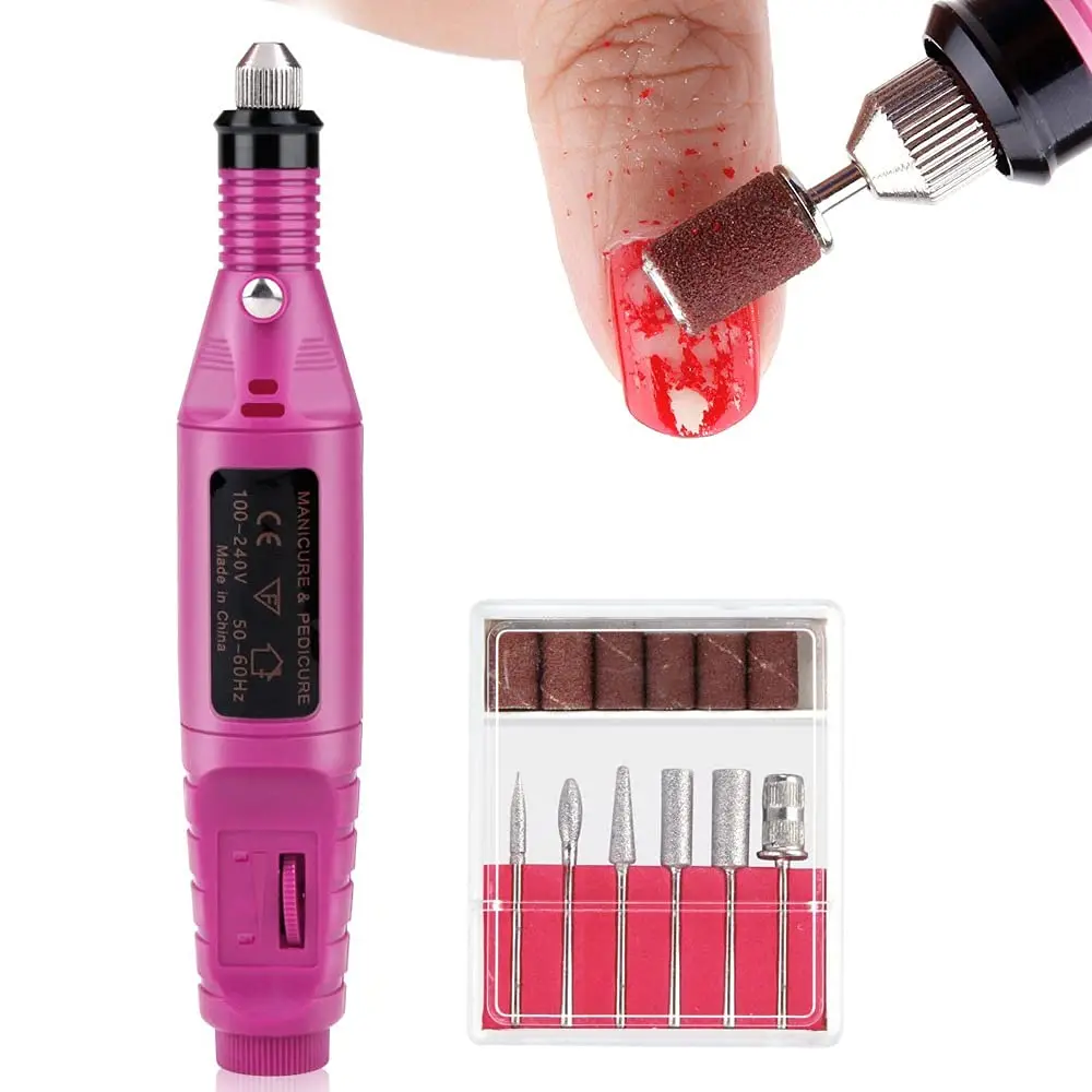 

Pen Shape Electric Nail Drill Manicure Filer Kit Polish Machine set with 6 Acrylic Gel Remover Pedicure Nail Art Tools