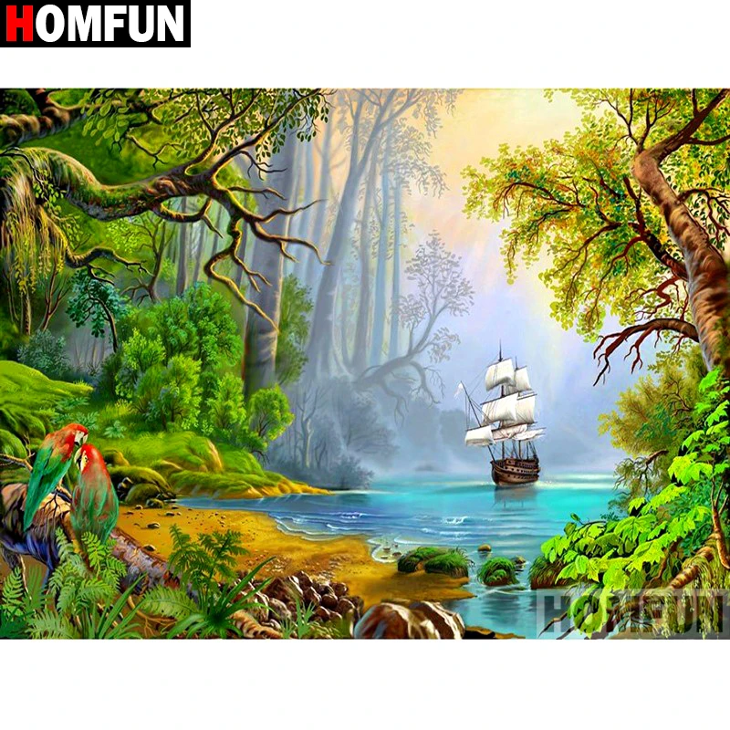 HOMFUN Full Diamond Embroidery Diy 5D Diamond Painting Cross Stitch 