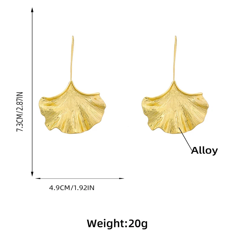 Unique Gingko Leaf Charm Drop Earrings Big Statement Geometric Earrings for Women Gold Silver Color Jewelry Pendientes Mujer