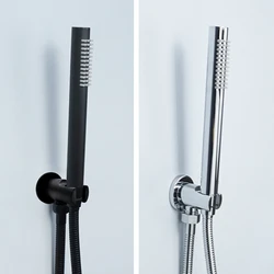 Chrome Matt Black Handshower Head 150cm Stainless Steel Shower Hose Brass Bracket Shower Head Wall Mounted Shower Accessories