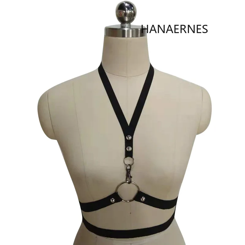 Hanaernes sutiã feminino preto da moda, jaula macia para corpo, top ajustável, cinto de bondage, roupa íntima, sutiã de bandagem