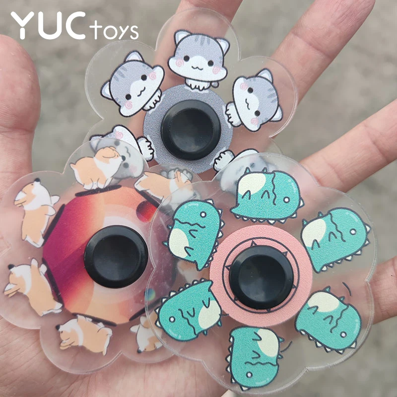Fidget Spinner Anime Toys Running Finger Hand Gyro Bearing Cute Relief Stress Dynamic Cat Cartoon EDC Children 2021 Novel Gifts