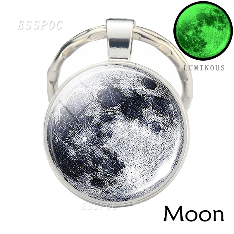 Luminous Keychain Solar System Planet Keyring Galaxy Nebula Moon Earth Sun Jupiter Glass Cabochon Key Chain Glow In The Dark