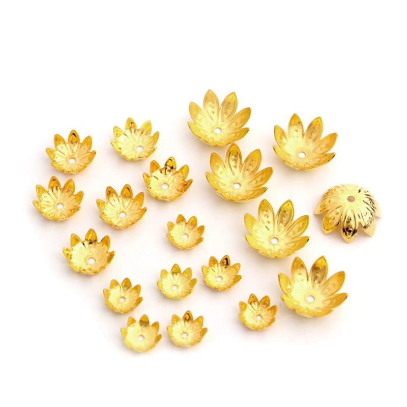 Gold Plated Bulk Flower Beads Caps Space Beads Loose Beads Pandent Charm Making For Jewelry Making Earrings