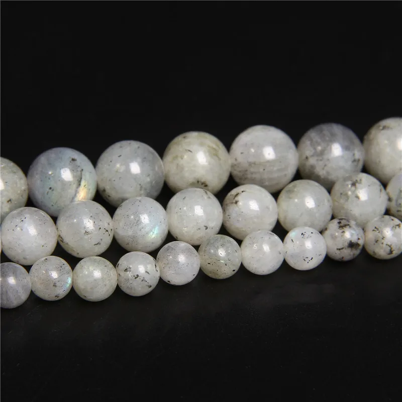 Nature Gray Moonstone Beads labradorite Stone Loose Polished Beads For Jewelry Making Bracelet Necklace Accessories 15.5\