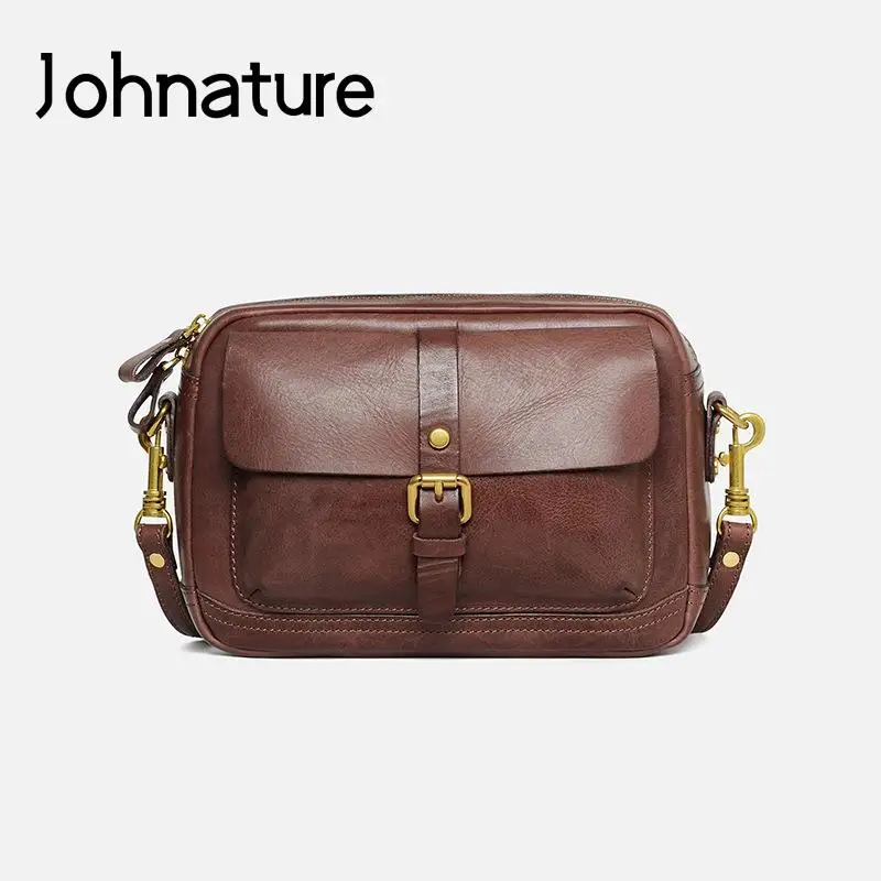 

Johnature Retro Genuine Leather Small Women Shoulder Bag 2024 New Nature Soft Cowhide Leisure Versatile Female Crossbody Bags