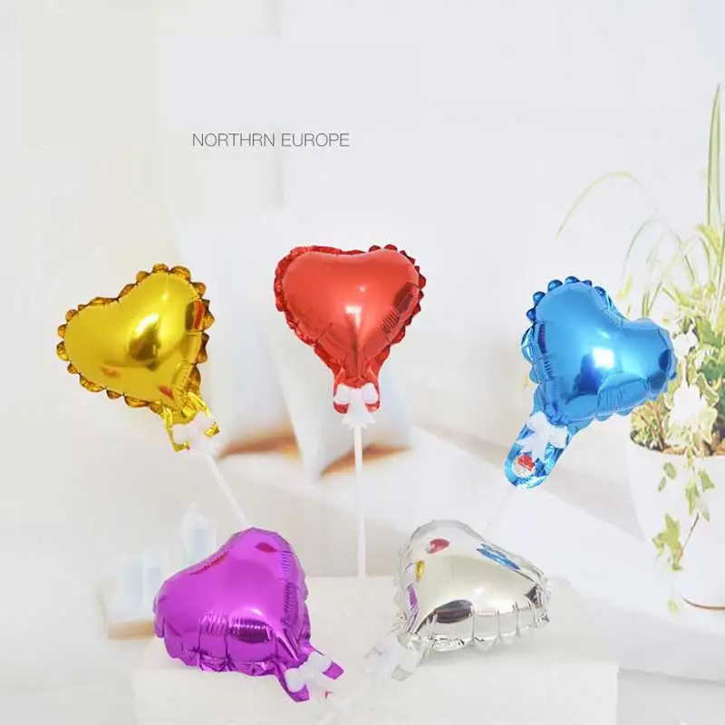 3pcs/lot 5inch Heart or star shape Balloon Cake Topper Decoration For Birthday Party Cake Decor Cupcake Toppers Wedding Supplies