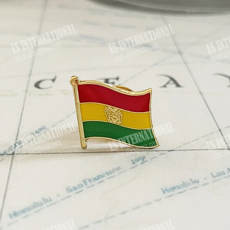 

Bolivia National Flag Crystal Epoxy Metal Enamel Badge Brooch Collection Souvenir Gifts Lapel Pins Accessories Size1.6*1.9cm