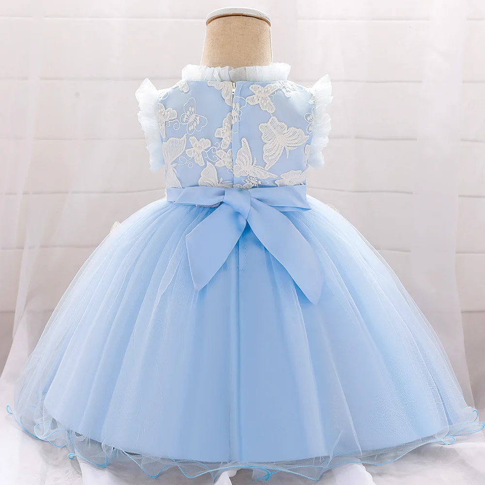 Vestido de princesa para bebês 2021, vestido para crianças, gola dos estados unidos, borboleta, com lavagem para os dias de 100