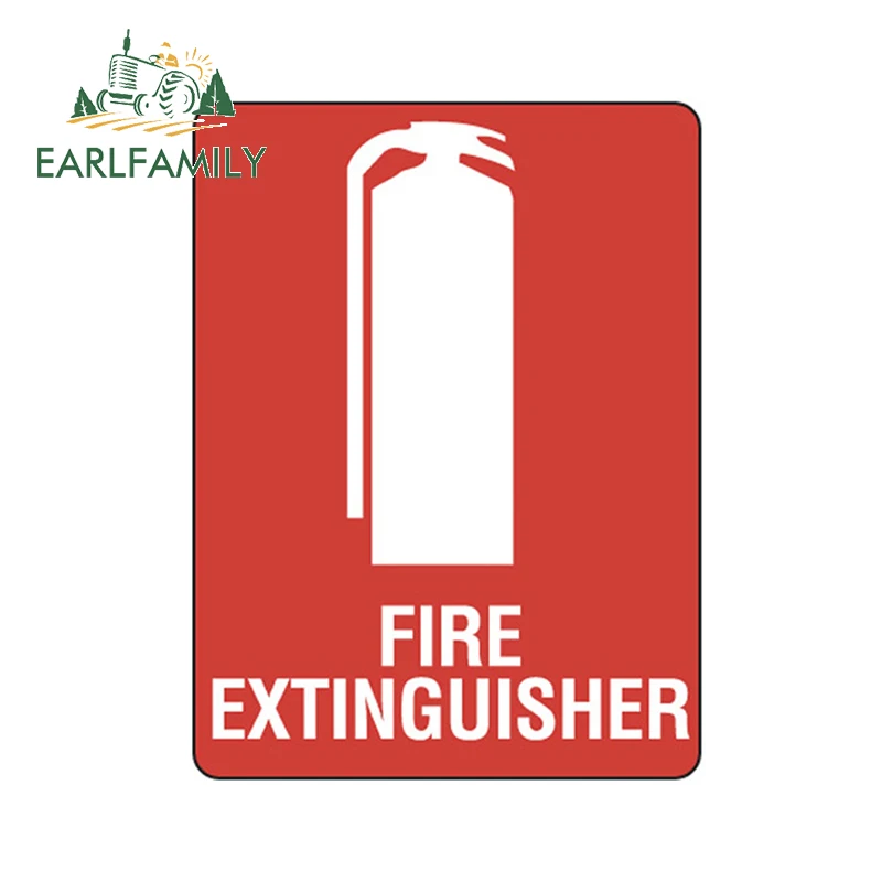 EARLFAMILY 13cm x 9.9cm for Fire Extinguisher On Board Camper Car Stickers RV JDM Decal Car Accessories Sticker Motorcycle Decor