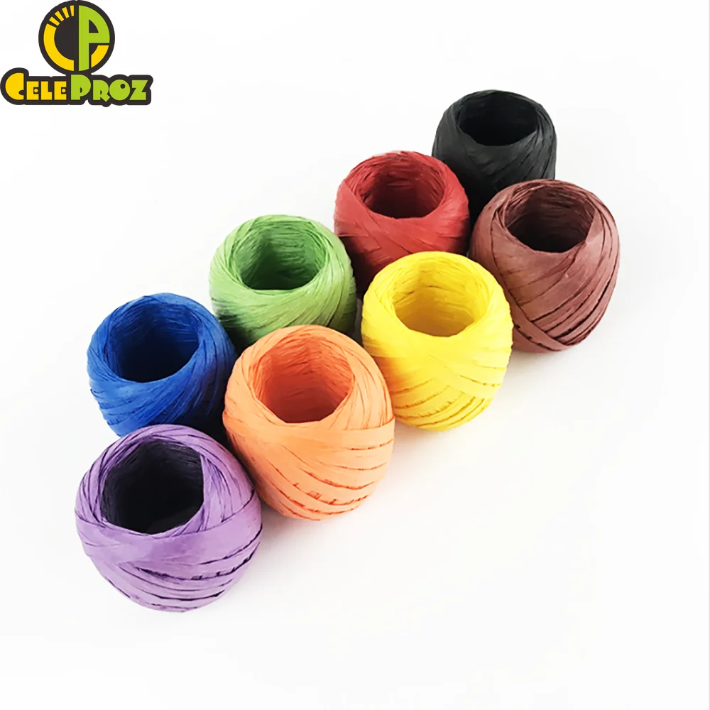 20M Paper Raffia Rope Ball Natural Straw Film Roll Gift Packing Thread Ribbon Scrapbooking Packaging String Cord Party Supplies