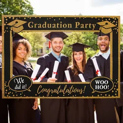 1Pcs Schwarz Gold Graduation Rahmen Graduation Party Booth Requisiten Graduation Foto Decor DIY Foto Requisiten Graduation Party Liefert