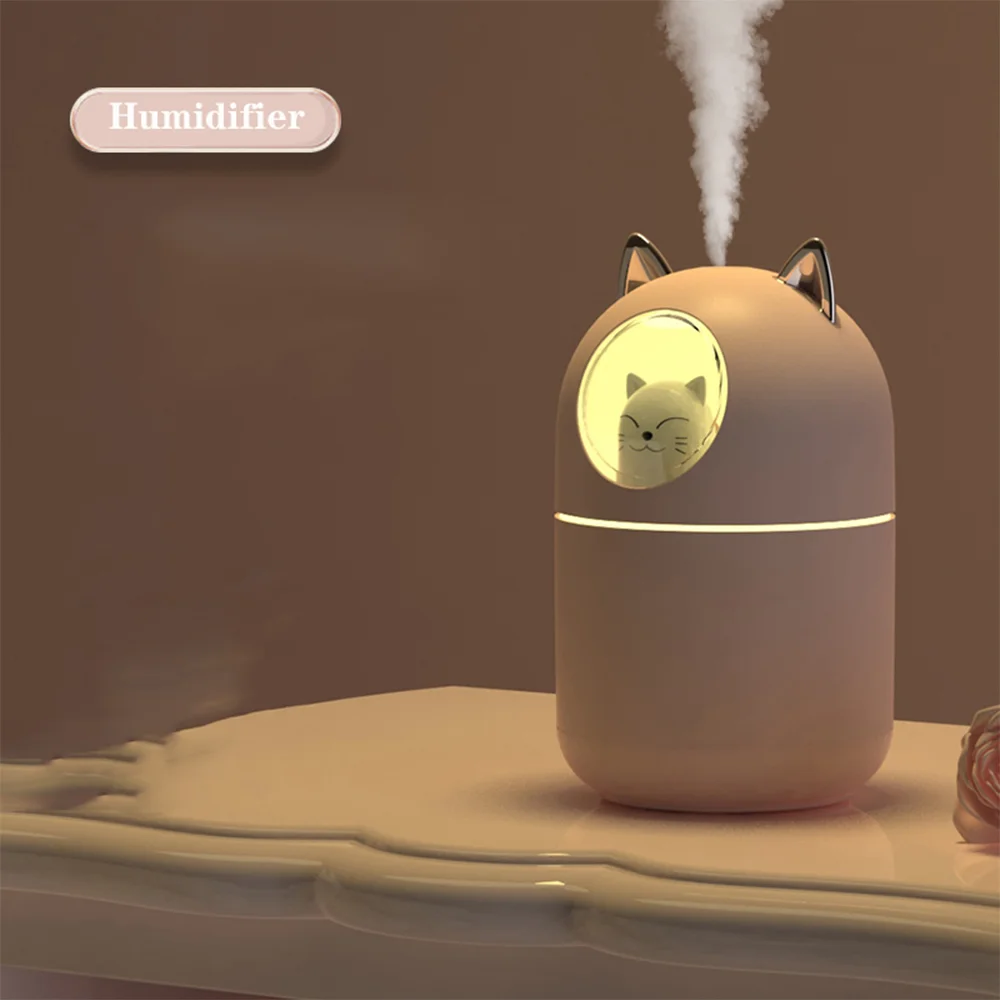 DADAWINDY-Umidificador de ar elétrico portátil, difusor de óleo aromático, pulverizador USB Cool Mist, luz noturna colorida para casa e carro, 300ml