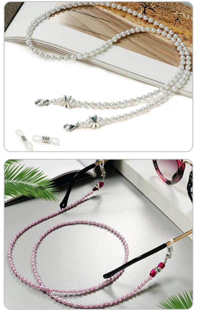 Stilvolle Perlen-Perlen-Brillenkette für Damen, modische Perlen-Perlen-Lanyard-Perlen-Perlen-Halskette – Detail 4