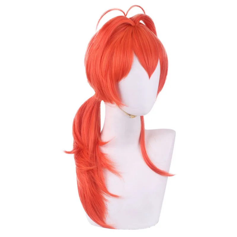 Parrucca Cosplay Genshin Impact Diluc Cosplay parrucche Cosplay Anime parrucche sintetiche termoresistenti Halloween parrucca rossa lunga 60cm