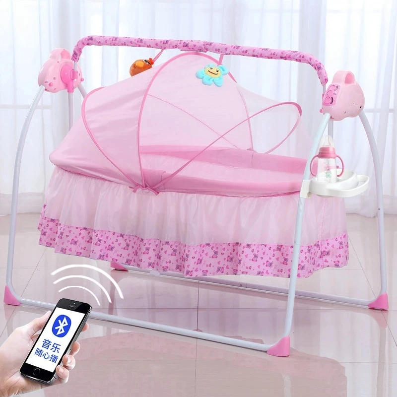 Berceau à bascule électrique pour nouveau-né, lit à balançoire automatique pour bébé, musique intelligente, chaise à bascule de couchage avec