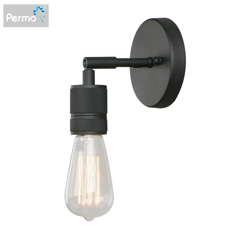 Permo Minimalist Single Socket 1- Light Wall Industrial Wall Sconce Vintage Metal Wall Light