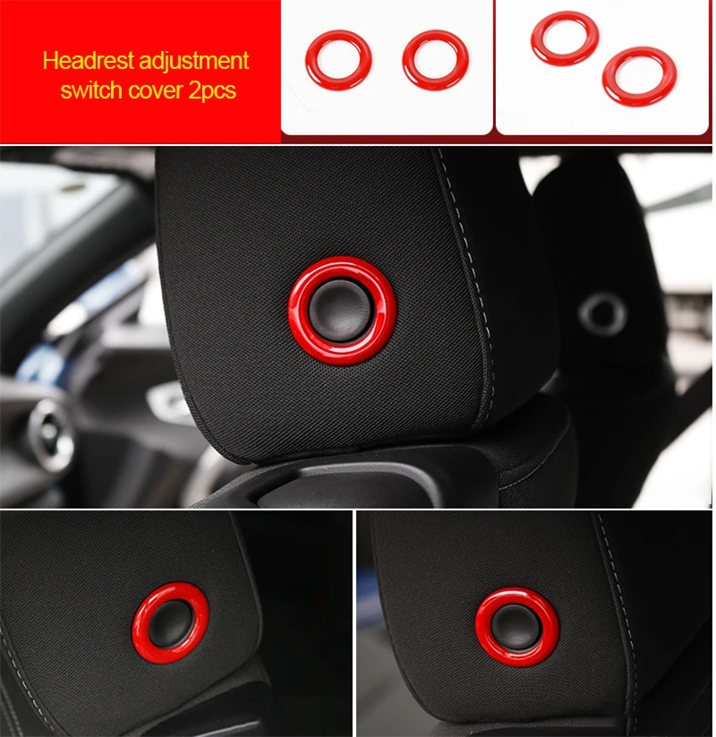 For Chevrolet Camaro Bumblebee 2017-2020 chrome red color Headrest adjustment ring trim 2pcs