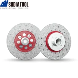 SHDIATOOL 2pcs Premium Quality Double Sided Vacuum Brazed Diamond Cutting & Grinding Disc With M14 Thread Diamond Wheel