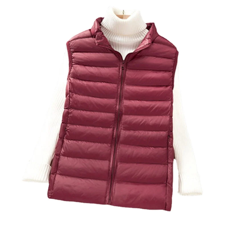 2022 New Women 90% White Duck Down Vest Jacket Female Ultra Light Waistcoat Autumn Winter Zipper Slim Sleeveless Coat