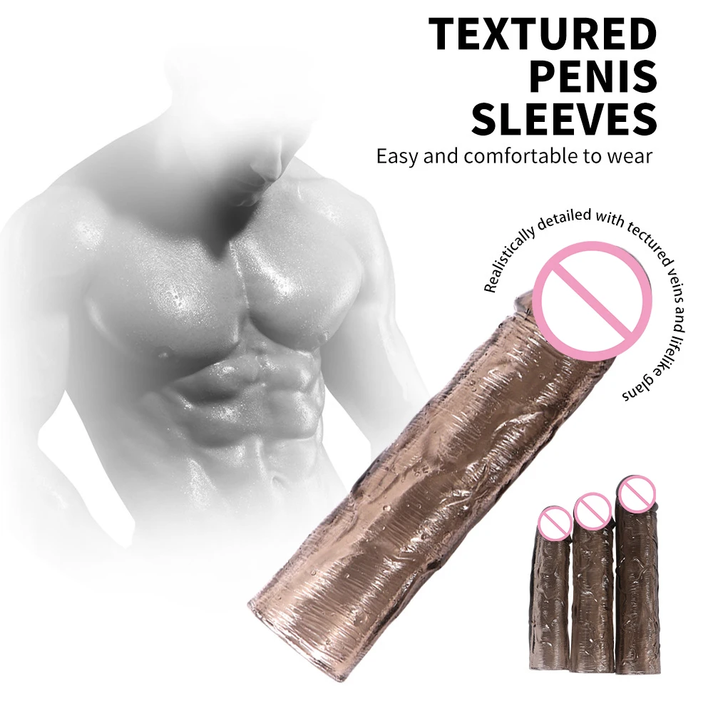 

Man Nuo Huge Male Penis Enlargement Sleeve Reusable Condom Extender Dildo Enhancer Cock Delay Ejaculation Adult Sex Toys for Men