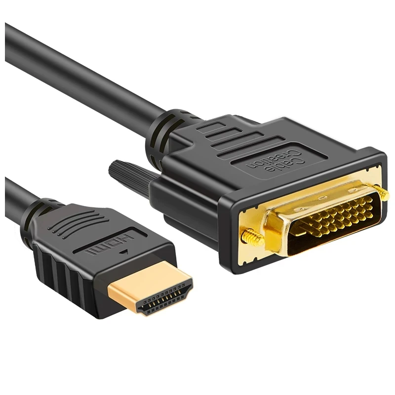 DVI (24+1) male to HDTV male cable Two-way male adapter cable supports 1080P, suitable for computer to connect to monitor