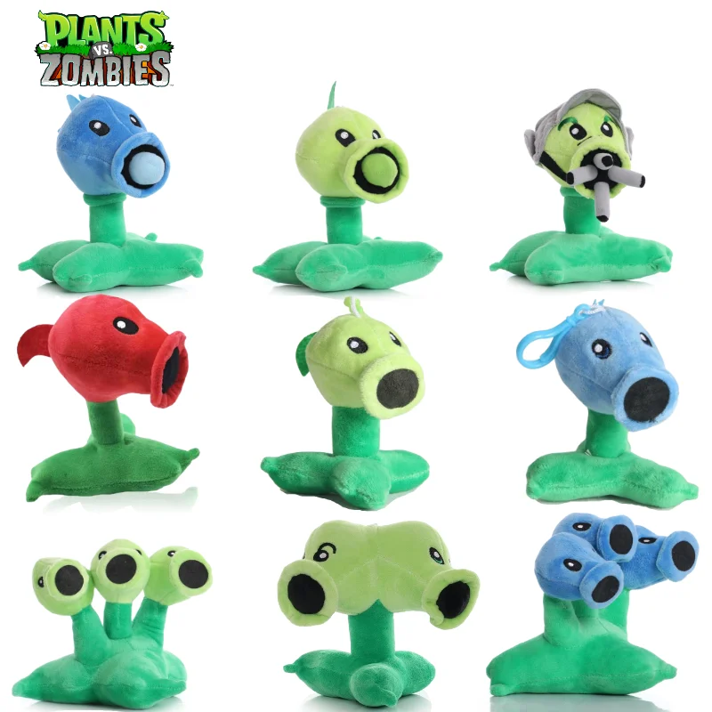 20cm Plants VS Zombies 2 Peashooter Snow Pea Repeater Threepeater Gatling Pea Cartoon Anime Game Stuffed Toys Pendants Kid Gift