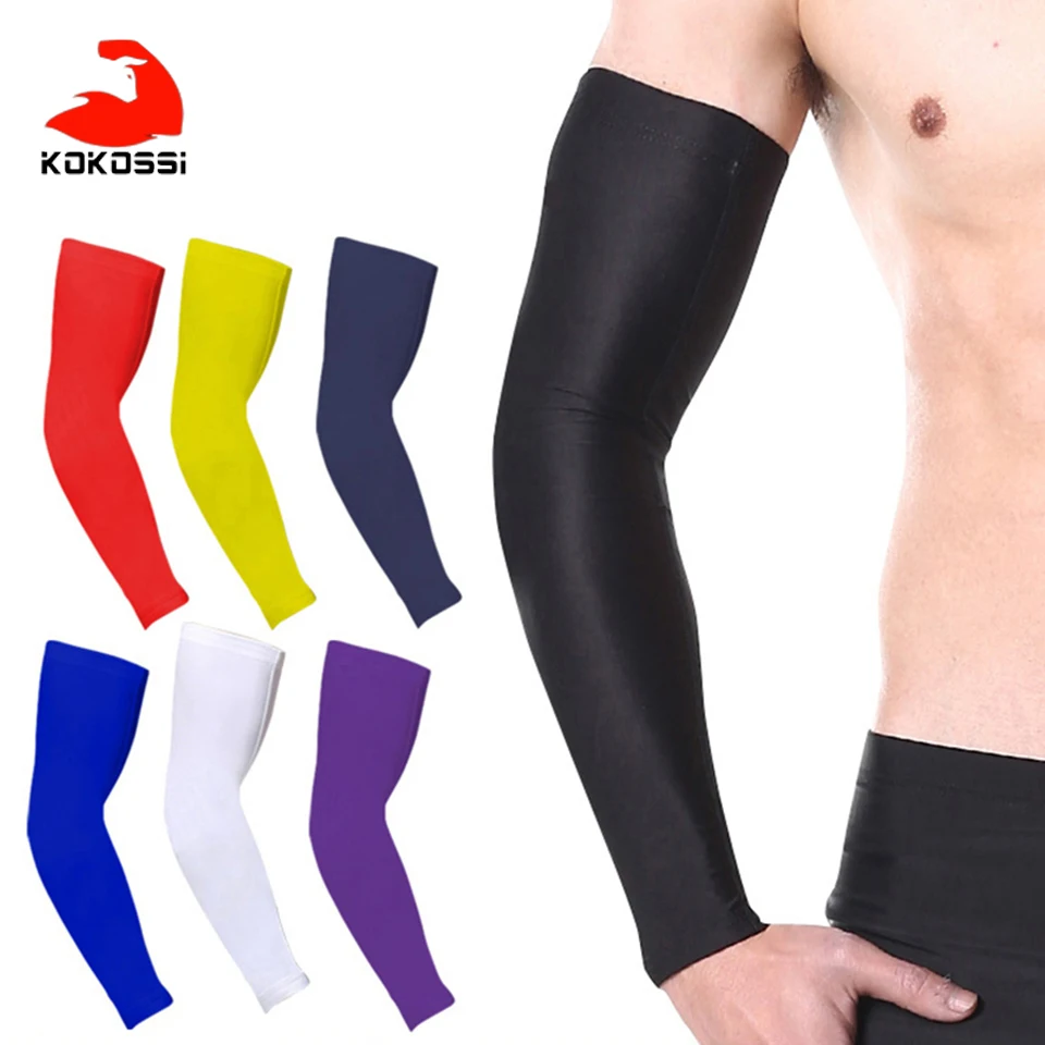 KoKossi One Piece Quick Dry UV Protection Running Arm Sleeves Basketball Elbow Pad Fitness Armguards Sports Cycling Arm Warmers