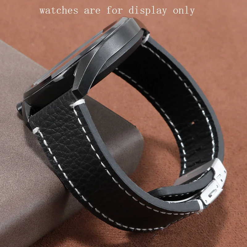 Lychee Pattern Strap ReplacesTissot Casio Huawei GT Genuine Leather Watchband 20mm 22mm Black Blue Green