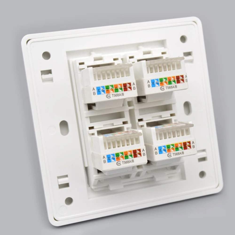 Computer Network Module Socket Panel RJ45 CAT5E 86x86 Type Cable Interface Outlet Wall Socket White