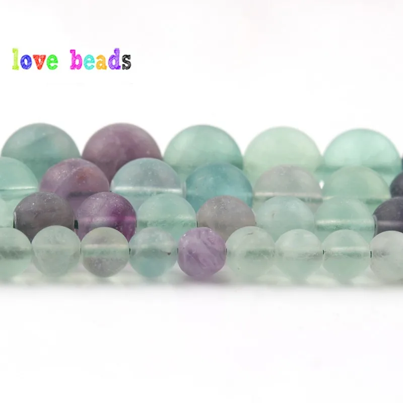 Matte Fluorite Beads Natural Dull Polish Stone Round Bead for Jewelry Making DIY Woman Bracelet Necklace Accessories 15''Strand