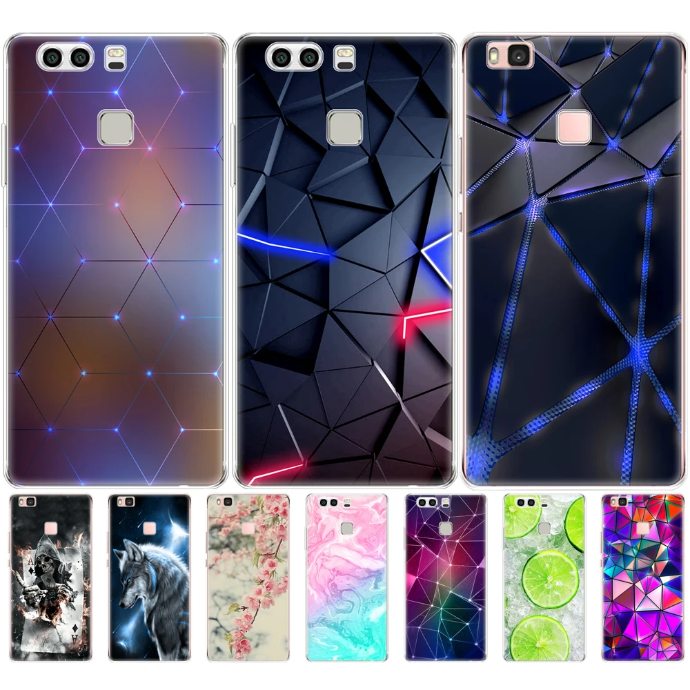 cover phone case for huawei P9 LITE PLUS 2016 soft tpu silicon back cover 360 full protective printing transparent coque