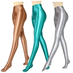 Candy Color Strumpfhose für Frauen, dünne Leggings, glatte elastische Leggings, Capris mit hoher Taille, ölig Glanz, Sexy, Wetlook, 2021