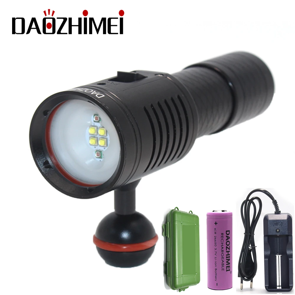 3000lumens Underwater Photography Video Diving Flashlight Scuba Torch White/Red 2x XPE + 4x XP-G2 LED Waterproof Dive Lamp